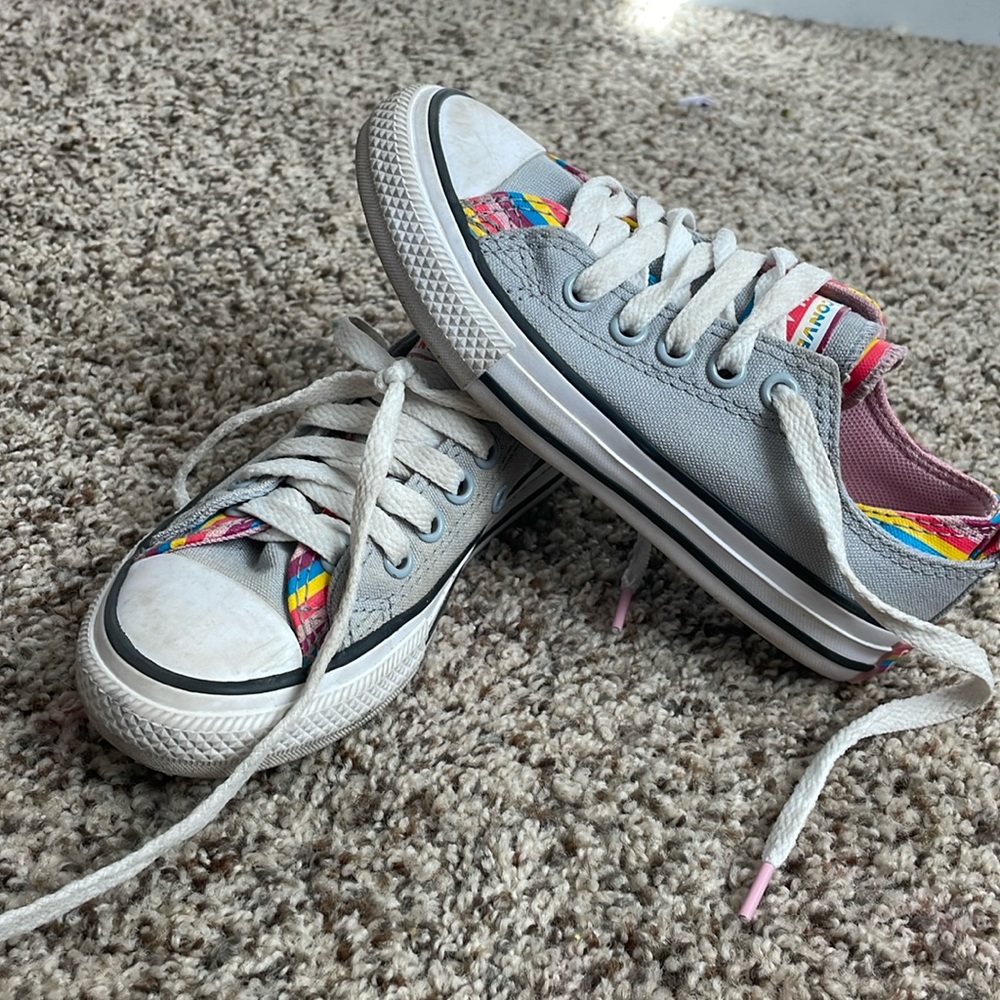 Girls gray and multicolor converse.
